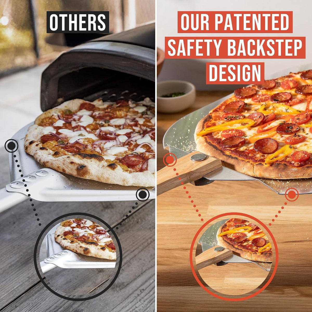 Chef Pomodoro Aluminum Metal Pizza Peel with Foldable Wood H