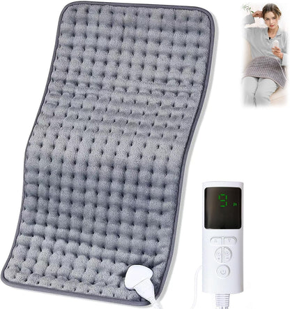Heating Pad, Electric Heat Pad with 9 Heat Settings & Auto Shut Off, Moist/Dry Heat Therapy Pad for Back Neck Shoulder Pain Relief - 4 Timer Options, Machine Washable 40x76cm(Grey)