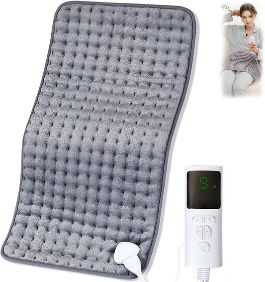 Heating Pad, Electric Heat Pad with 9 Heat Settings & Auto Shut Off, Moist/Dry Heat Therapy Pad for Back Neck Shoulder Pain Relief - 4 Timer Options, Machine Washable 40x76cm(Grey)
