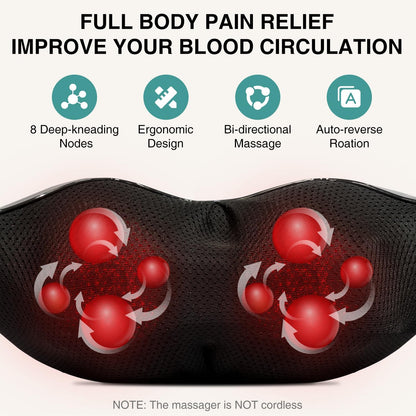 Nekteck Shiatsu Neck Massager with Heat for Pain Relief
