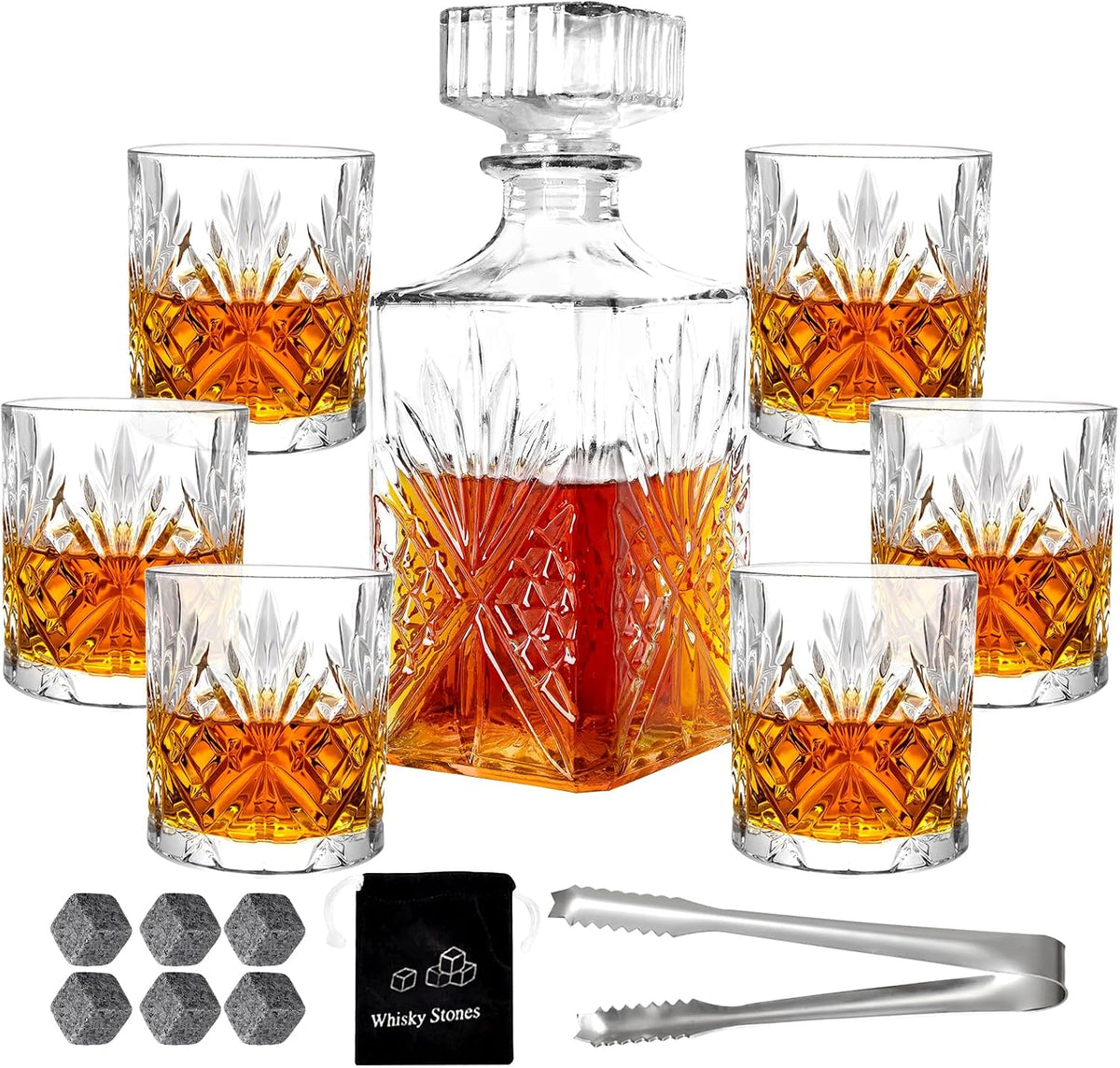 Davinod Whiskey Decanter Set With 6 Glasses