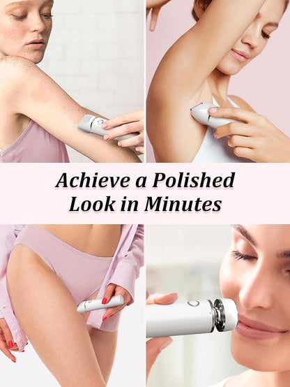 Bikini Trimmer and Shaver Kit for Women - 2-in-1 Wet/Dry Electric Body Hair Trimmer Facial Hair Removal Cordless Waterproof Bikini Shaver Razor for Face Lip Chin Pubic Underarm Legs