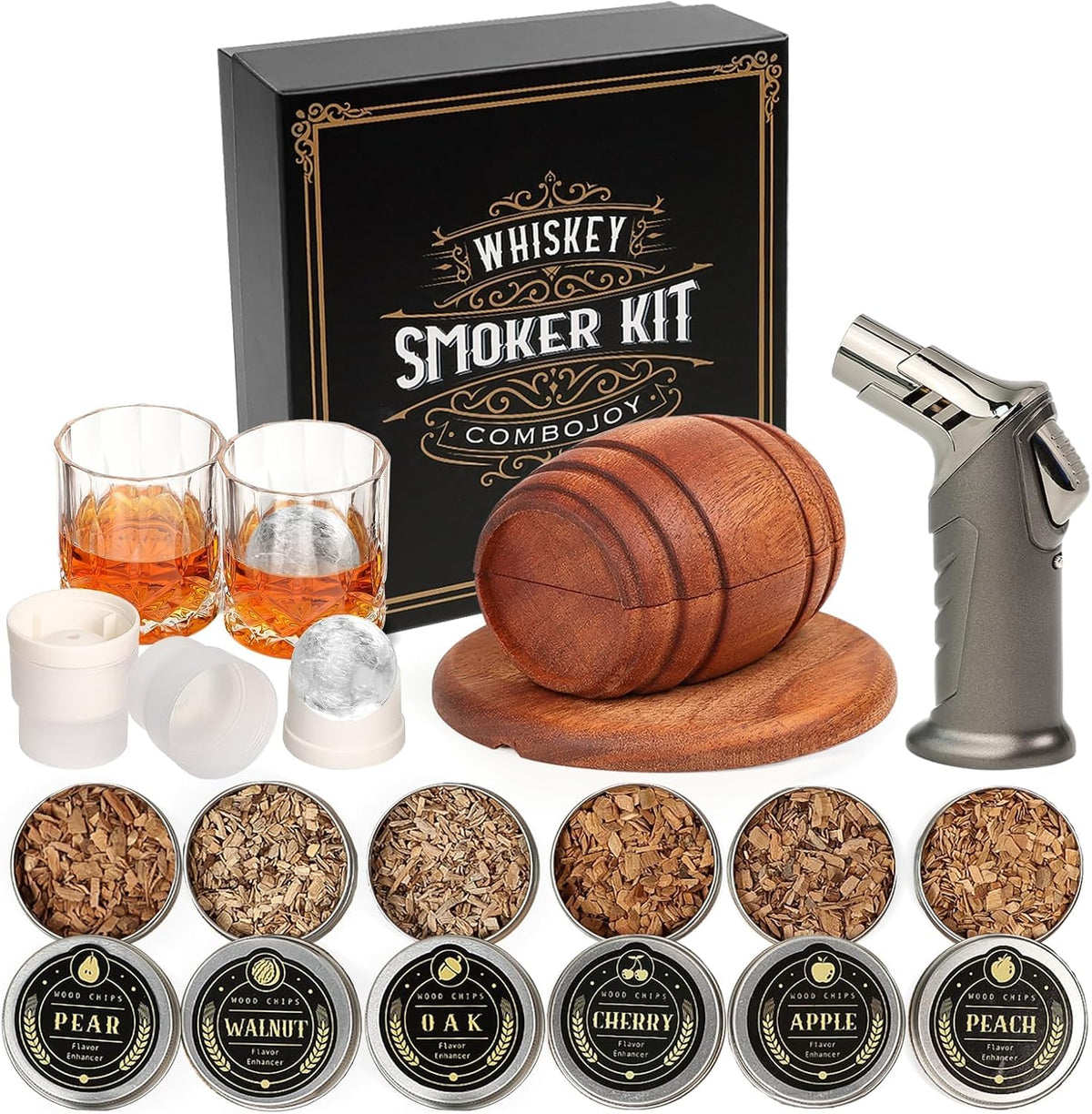 Whiskey Smoker Kit with Torch - 6 Flavors Wood Chips