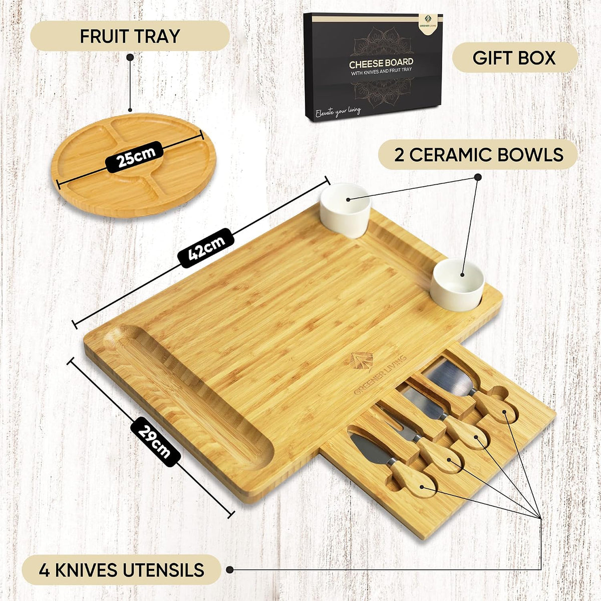 Sleek Cheese Board & Charcuterie Set