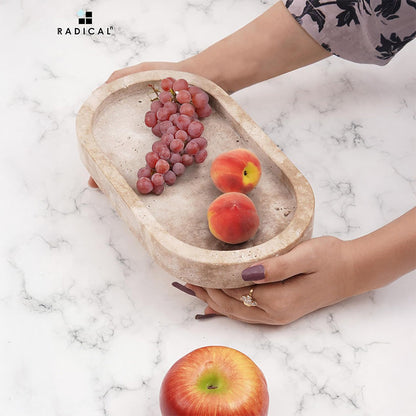 Marble Pedestal Oval Tray