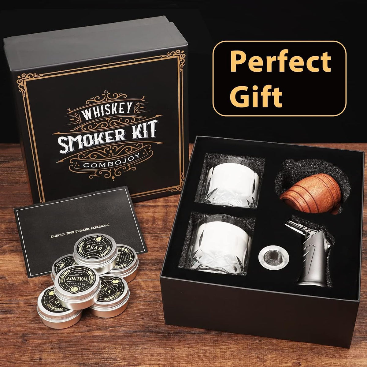Whiskey Smoker Kit with Torch - 6 Flavors Wood Chips