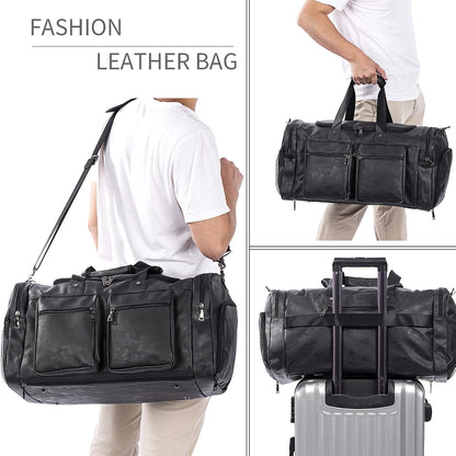 Leather Travel Bag with Shoe Pouch