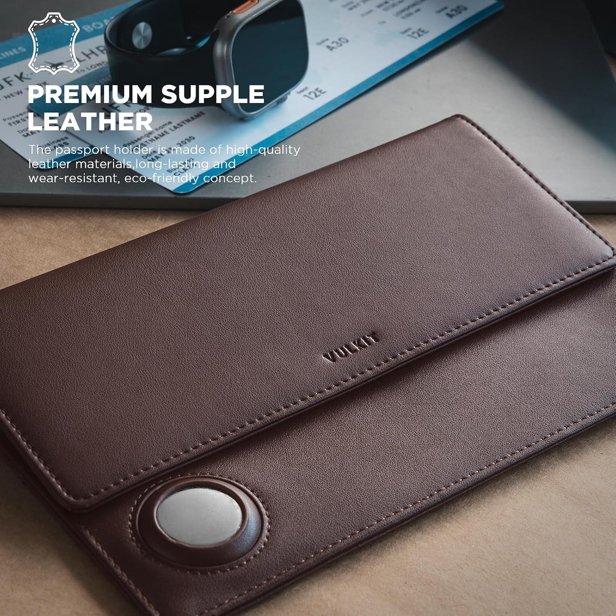 VULKIT Family Passport Holder for 4 Leather Passport Wallet