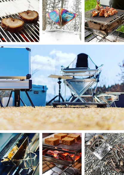 CAMPINGMOON Portable Charcoal Grill 9.65 Inch Stainless Stee