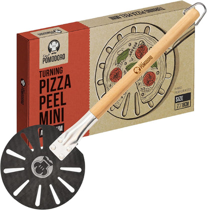 Chef Pomodoro Mini Aluminum Pizza Turning Peel with Wood Han