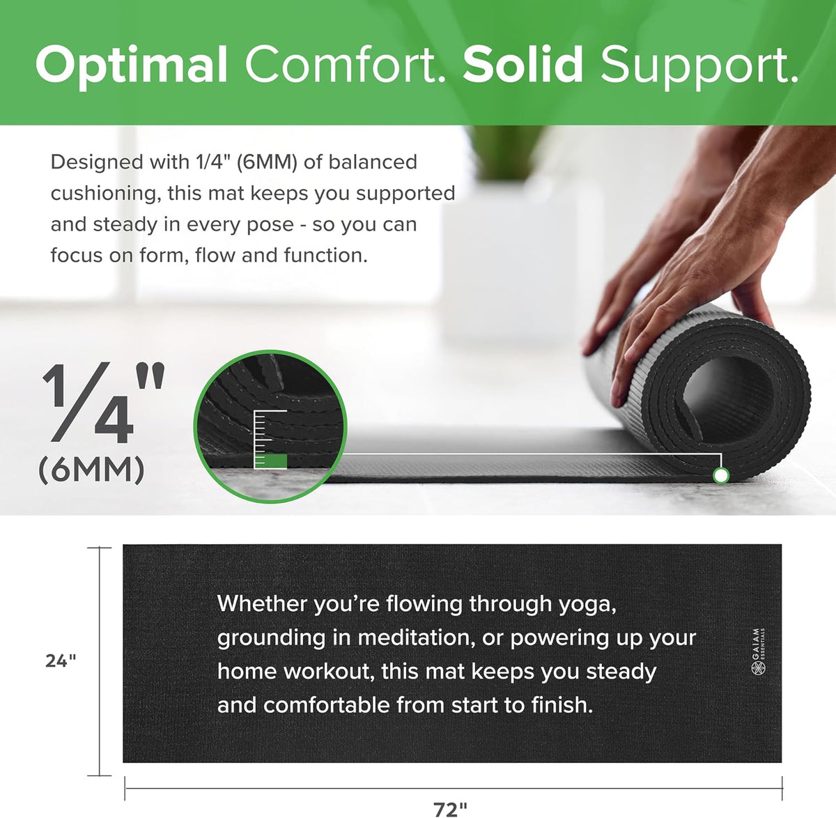 Gaiam Essentials Premium Yoga Mat with Yoga Mat Carrier Slin