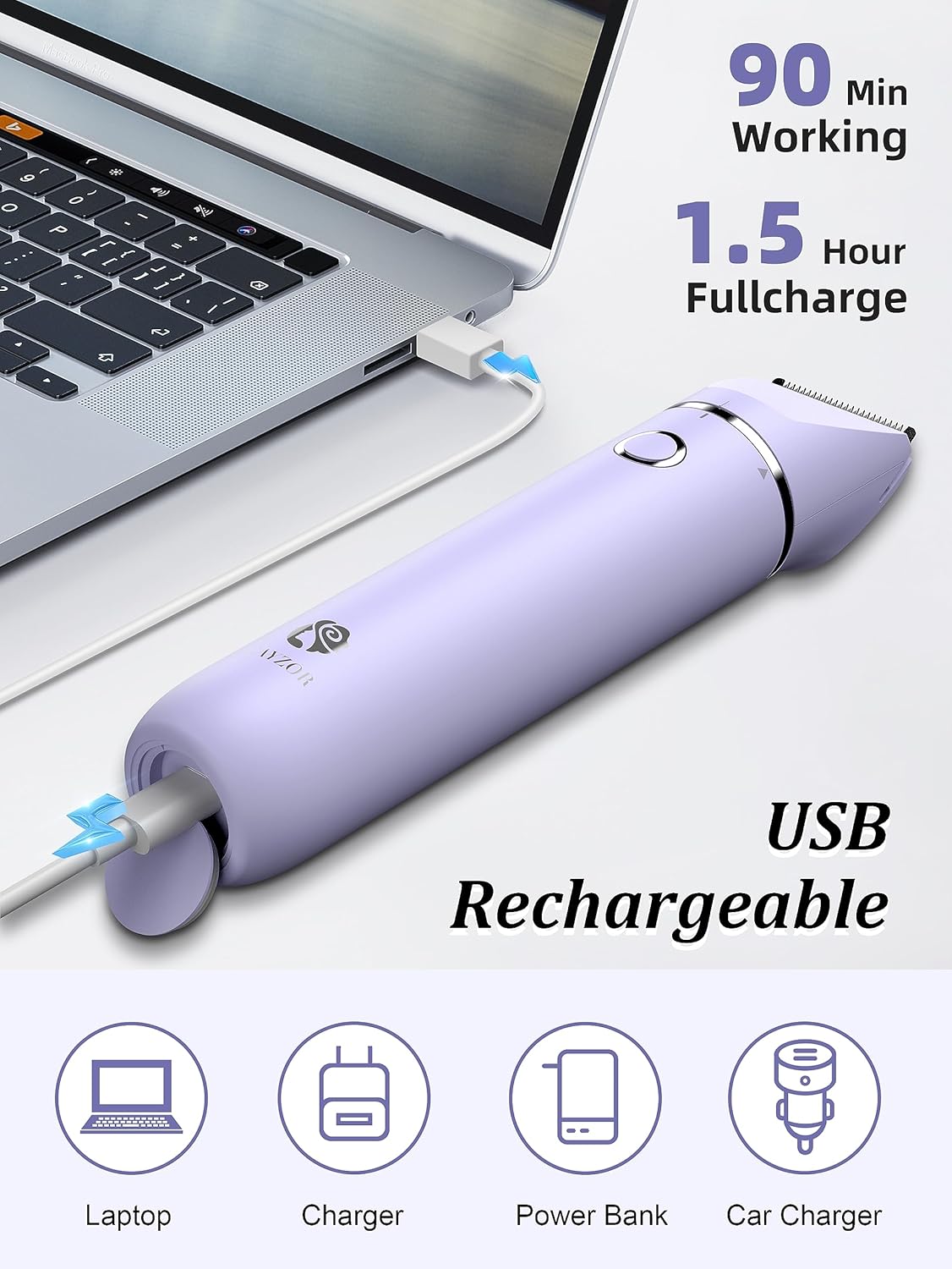 Bikini Trimmer and Shaver Kit for Women - 2-in-1 Wet/Dry Electric Body Hair Trimmer Facial Hair Removal Cordless Waterproof Bikini Shaver Razor for Face Lip Chin Pubic Underarm Legs