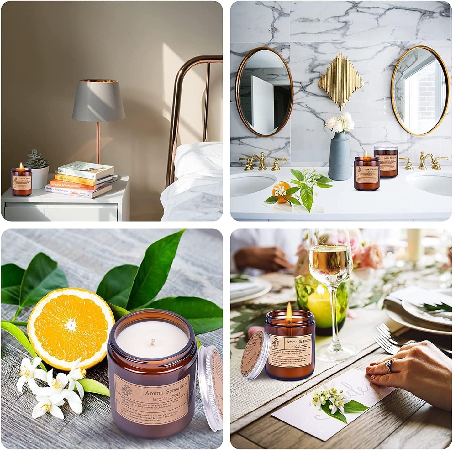 Scented Candles, Highly Scented, Natural Wax, 40 Hours Long Burning, Aromatherapy Candles with Aesthetic Amber Glass, Clean Delicate Fruity Scent for Calming & Stress Relief(Lavender Eucalyptus)