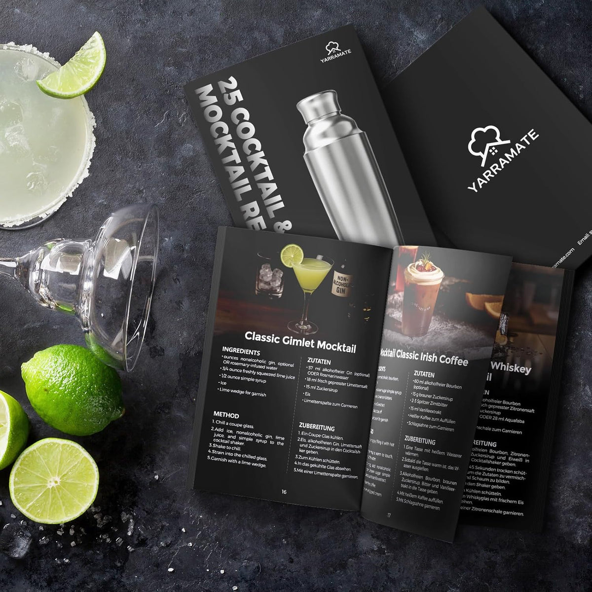 YARRAMATE 8-Pcs 24 oz Cocktail Shaker Set with Built-in Stra