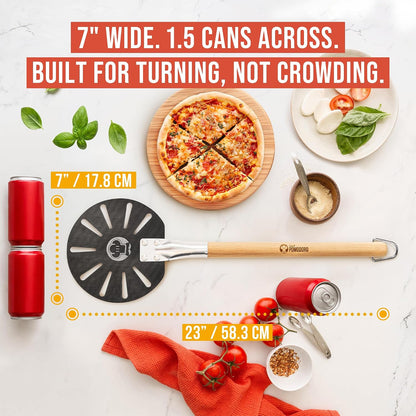 Chef Pomodoro Mini Aluminum Pizza Turning Peel with Wood Han
