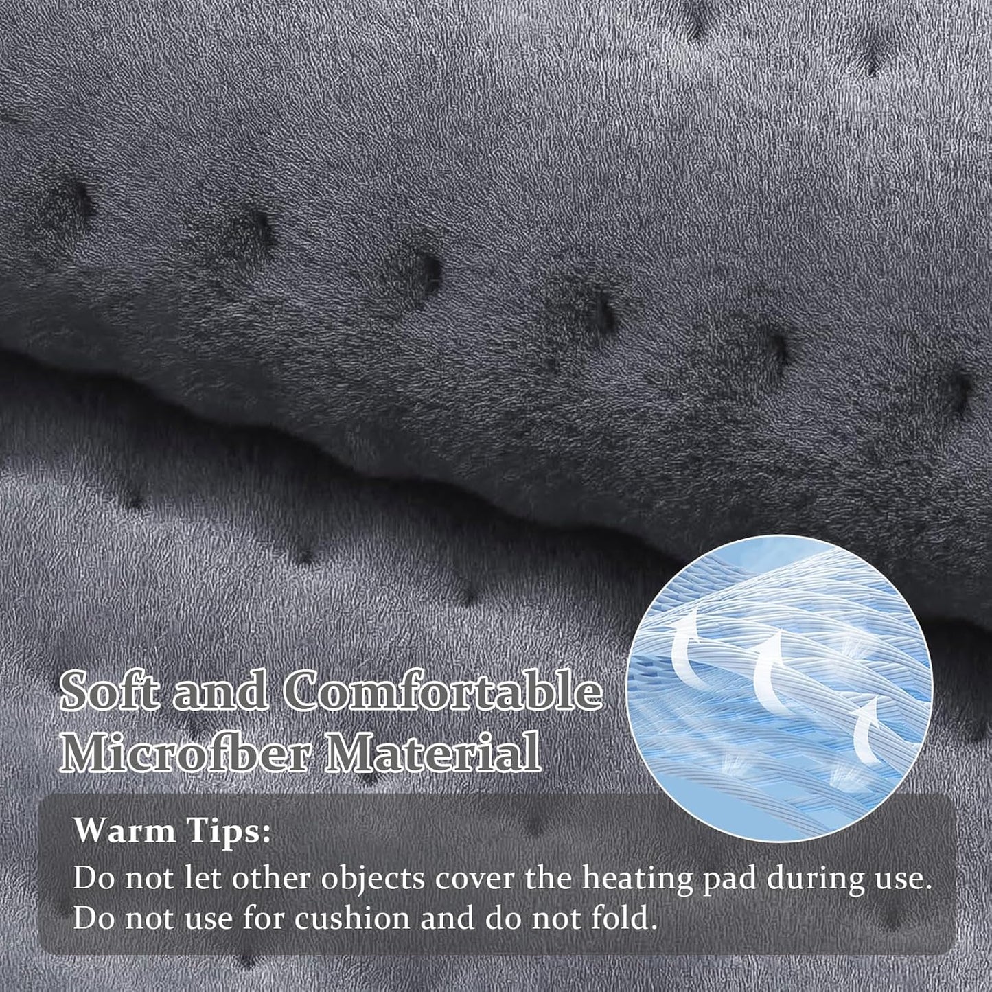 Heating Pad, Electric Heat Pad with 9 Heat Settings & Auto Shut Off, Moist/Dry Heat Therapy Pad for Back Neck Shoulder Pain Relief - 4 Timer Options, Machine Washable 40x76cm(Grey)