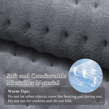 Heating Pad, Electric Heat Pad with 9 Heat Settings & Auto Shut Off, Moist/Dry Heat Therapy Pad for Back Neck Shoulder Pain Relief - 4 Timer Options, Machine Washable 40x76cm(Grey)