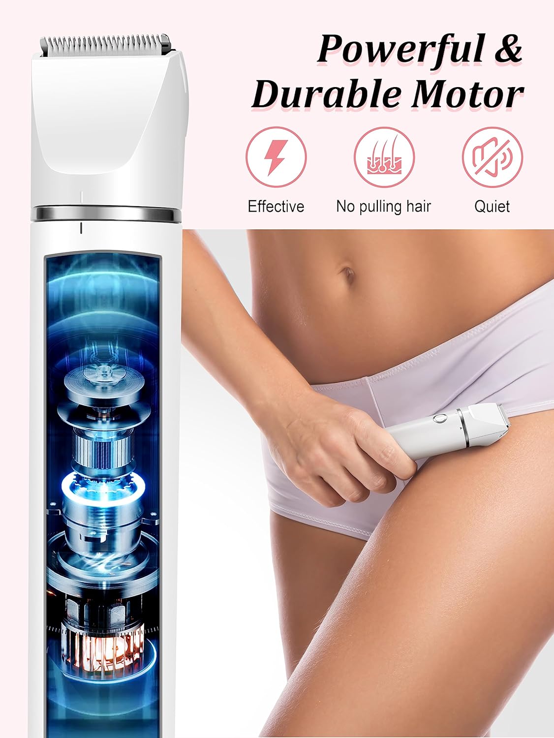 Bikini Trimmer and Shaver Kit for Women - 2-in-1 Wet/Dry Electric Body Hair Trimmer Facial Hair Removal Cordless Waterproof Bikini Shaver Razor for Face Lip Chin Pubic Underarm Legs