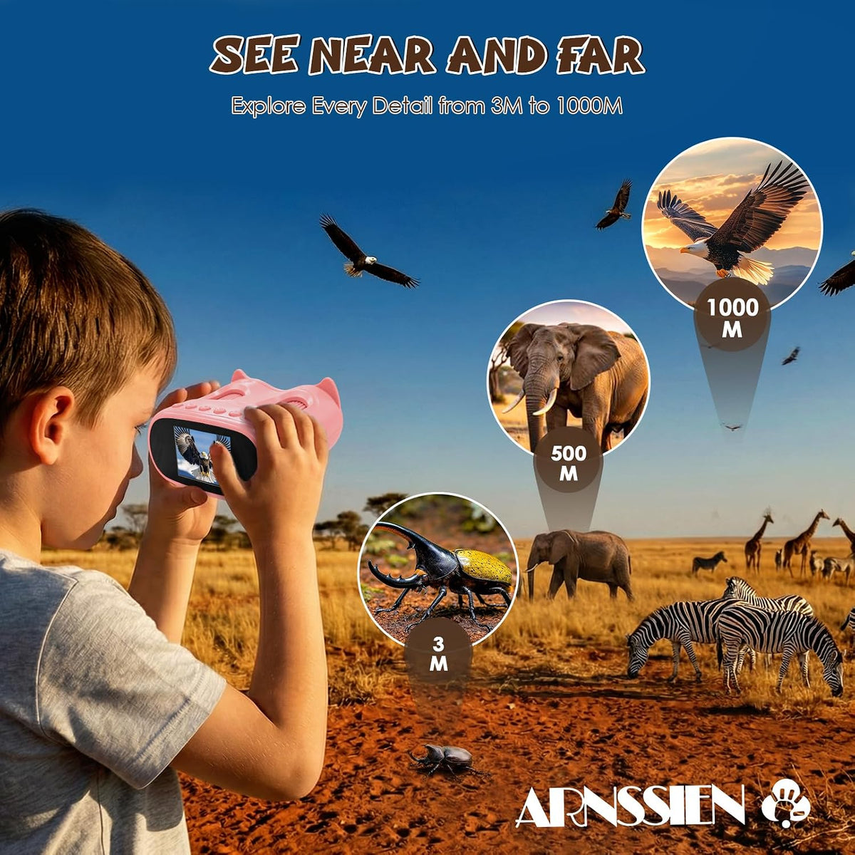 ARNSSIEN 2-in-1 Kids 1000x Microscope & Telescope