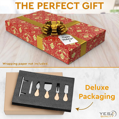 Slate Cheese Board Set - Deluxe Cheese Serving Tray with Sta