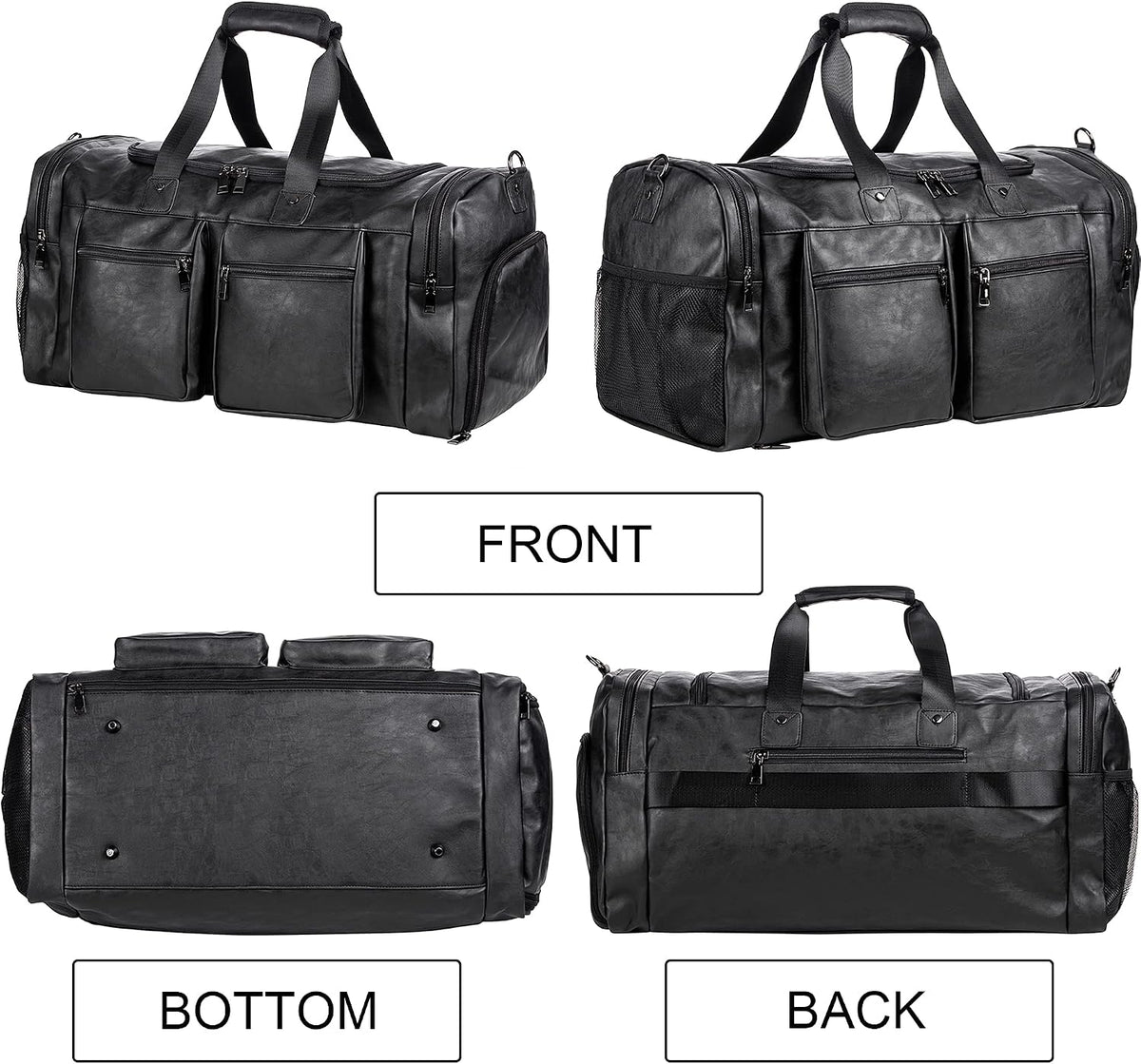 Leather Travel Bag with Shoe Pouch