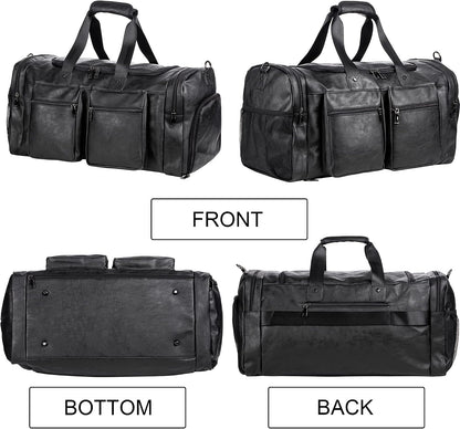 Leather Travel Bag with Shoe Pouch