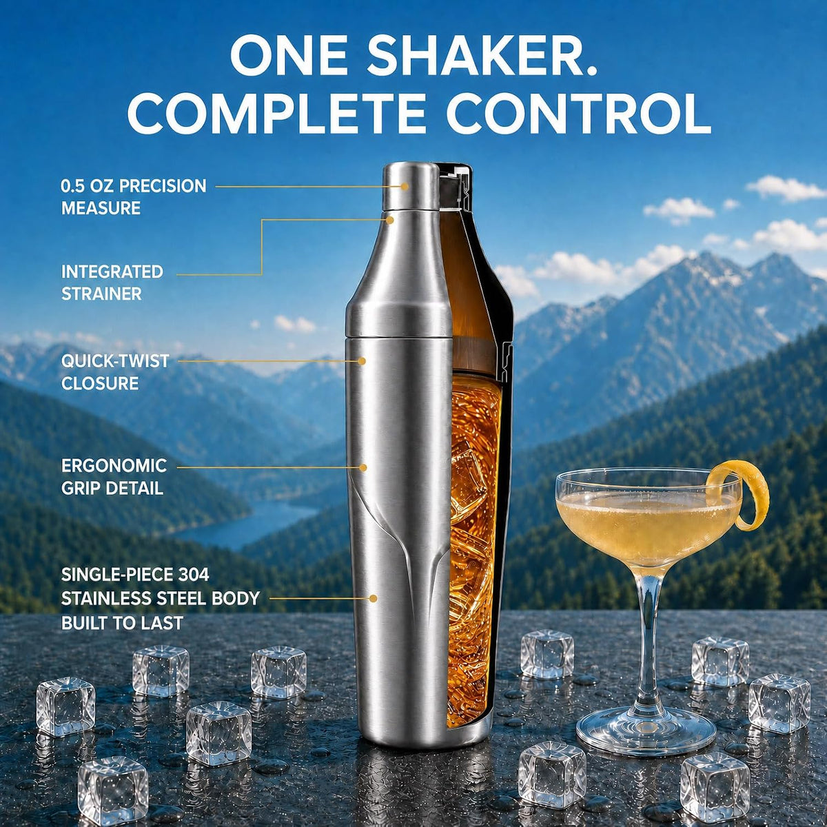 Lexenic 24oz Vacuum Insulated Hybrid Cocktail Shaker - Premi
