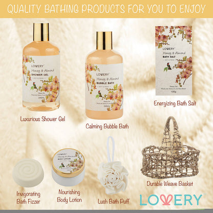 Home Spa Gift Basket, Honey & Almond Scent, Bath & Body Care