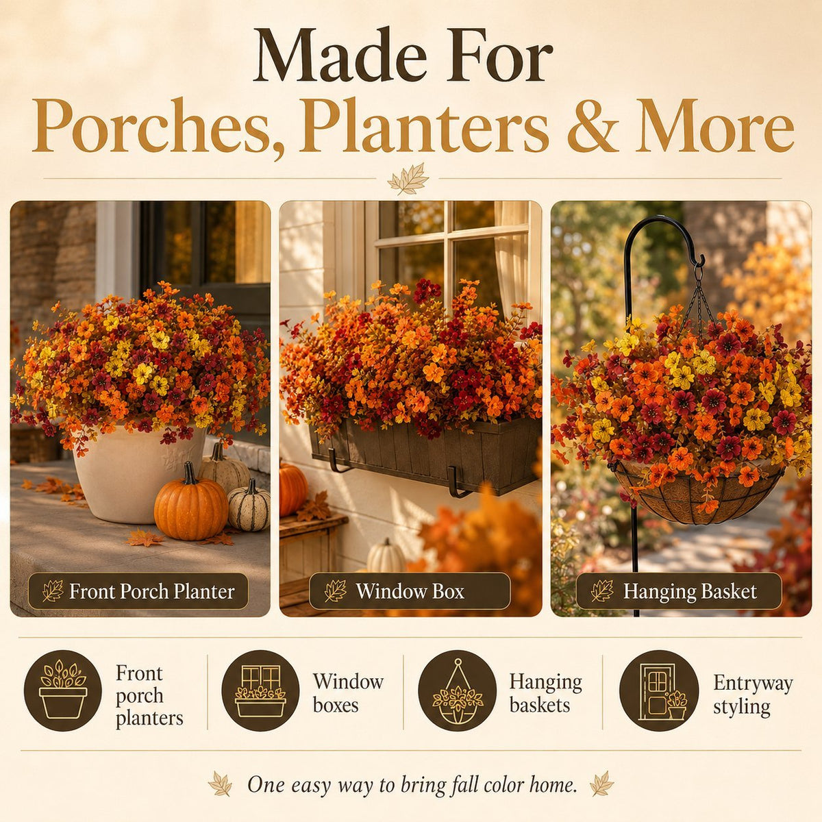 Fall Porch Faux Flower Bundles — Autumn Home Decor