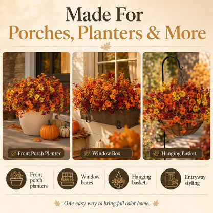 Fall Porch Faux Flower Bundles — Autumn Home Decor