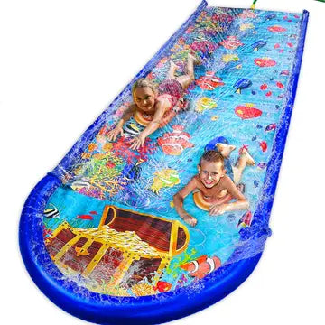Stargo™ Undersea Twin-Lane Water Slide with Splash Pad & Clownfish Boards – 18ft  | Summer Backyard Fun for Kids