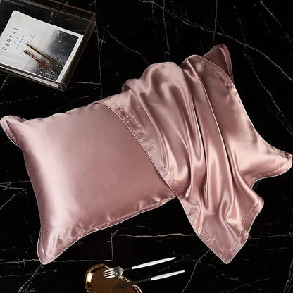 Anyhouz Pillowcase 50x90cm Pink Pure Real Silk For Comfortable And Relaxing Home Bed