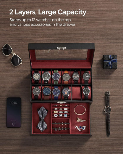 SONGMICS 12-Slot Watch Box