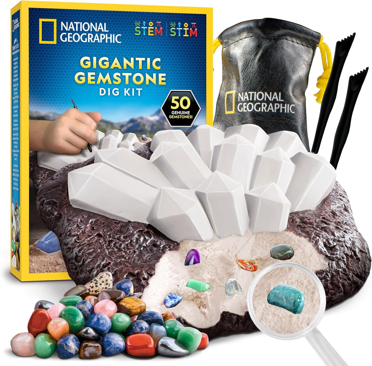National Geographic Gigantic Gemstone Dig Kit with 50 Real G