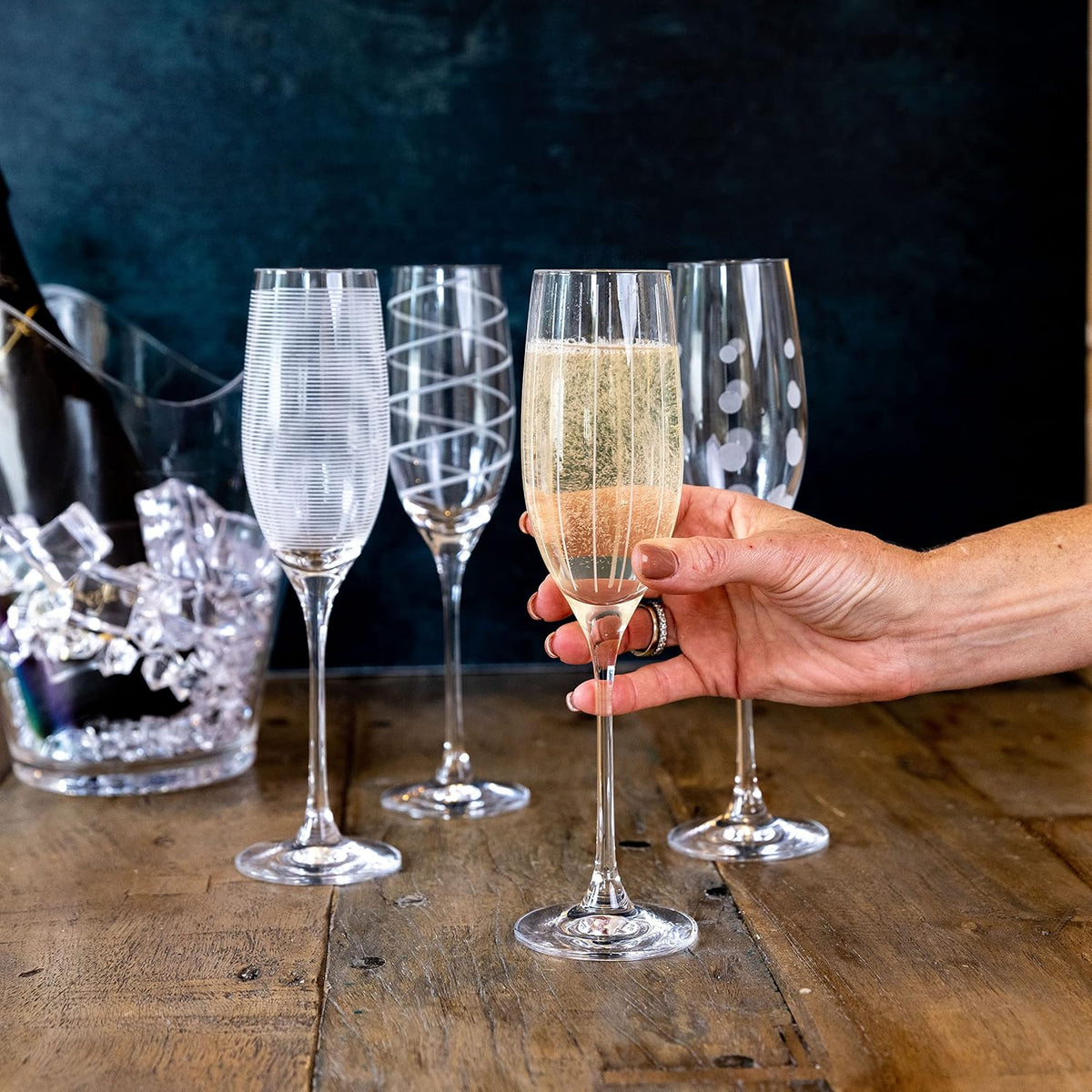 Mikasa Cheers Crystal Champagne Flutes Set