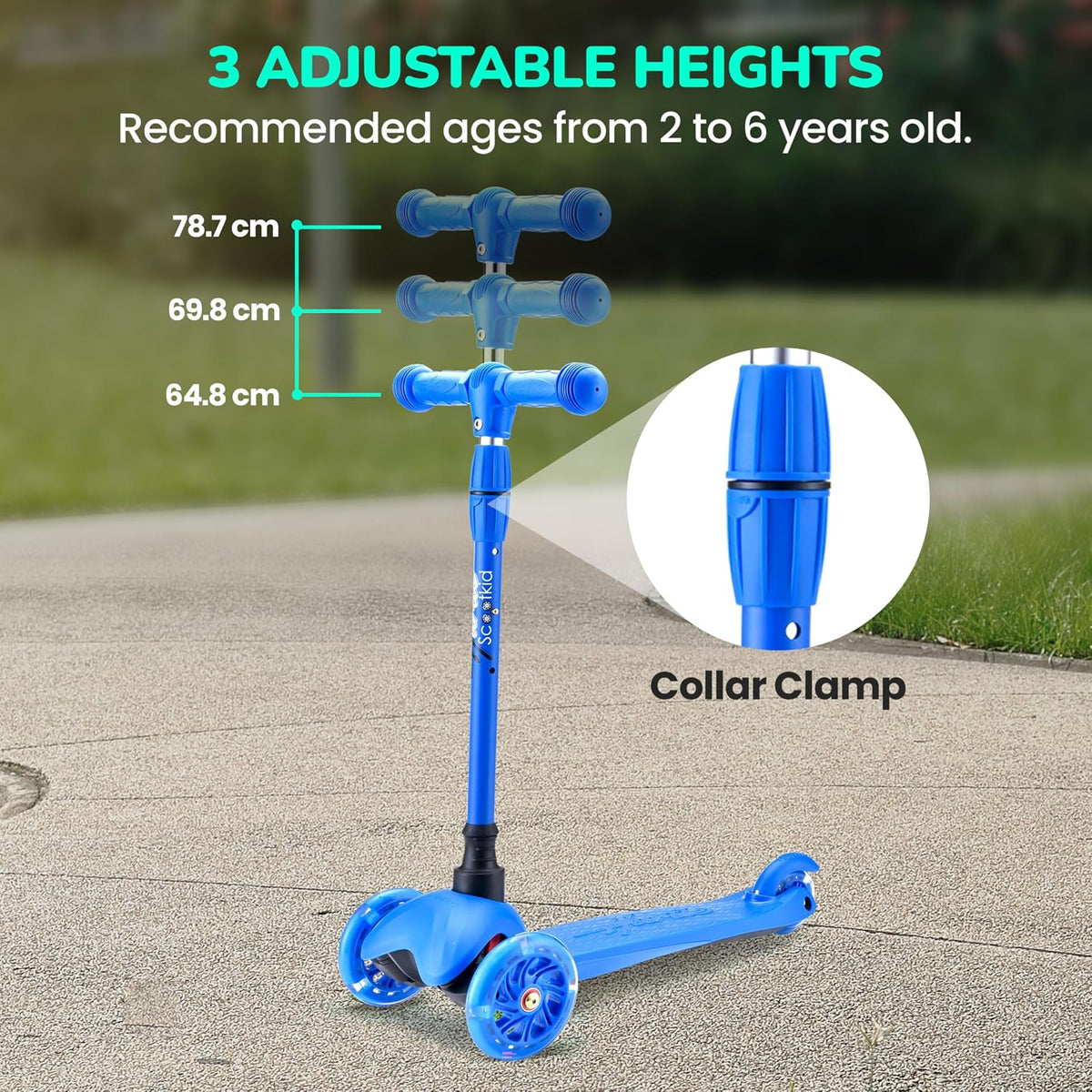 Hurtle Mini Kickboard 3 Wheel Scooter for Kids Ages 2-5