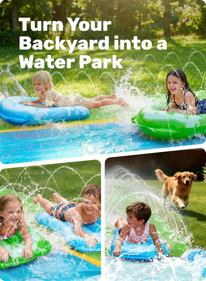 JOYIN 32.5ft double lane water slide with sprinkler and body boards