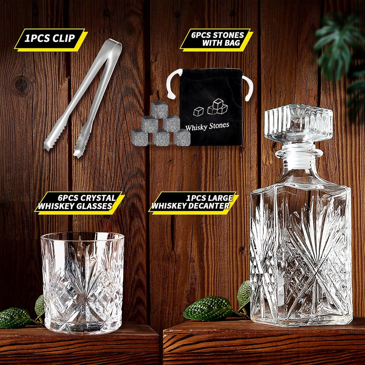 Davinod Whiskey Decanter Set With 6 Glasses