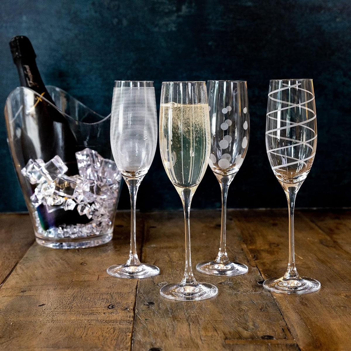 Mikasa Cheers Crystal Champagne Flutes Set
