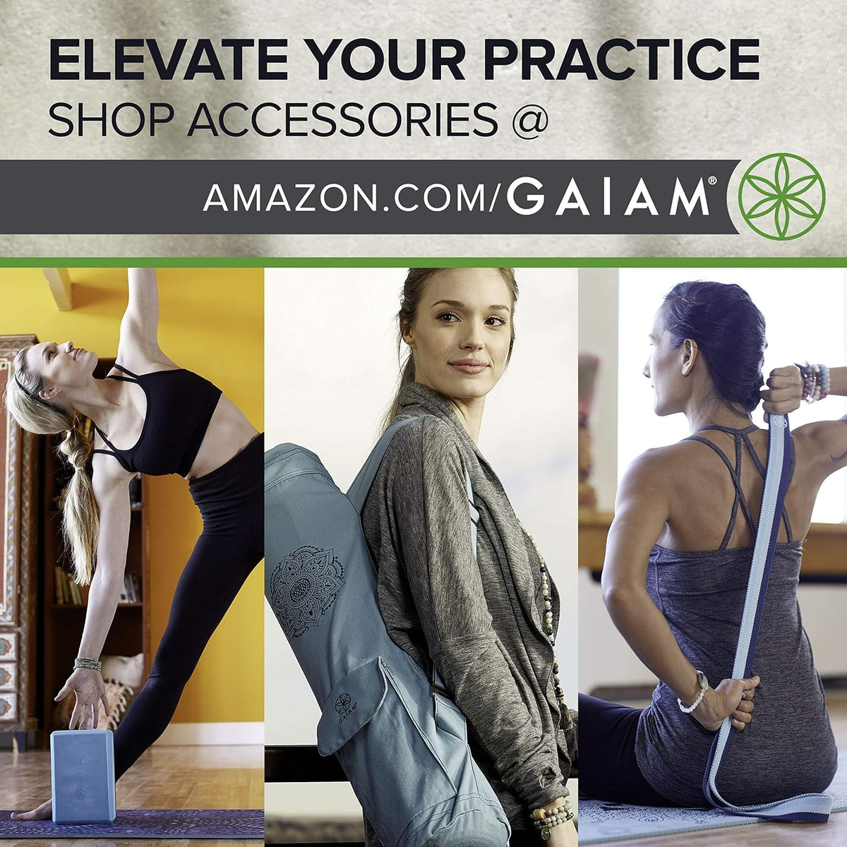 Gaiam Yoga Mat - Premium 6mm Print Extra Thick Non Slip Exer