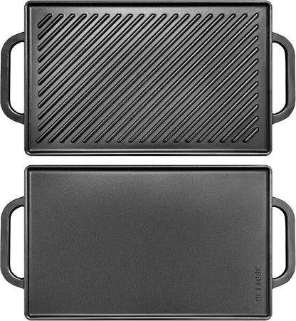 GGC Cast Iron Reversible Grill Griddle，Double Sided Grill Pa