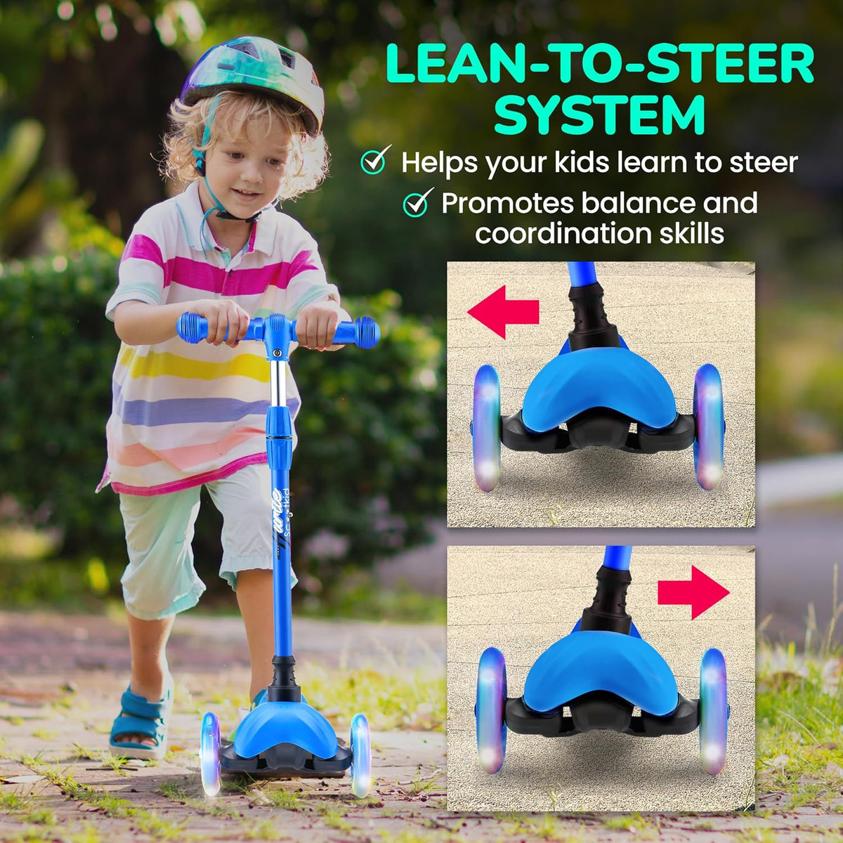 Hurtle Mini Kickboard 3 Wheel Scooter for Kids Ages 2-5
