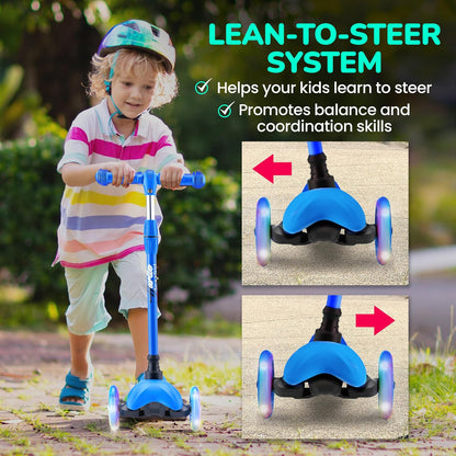Hurtle Mini Kickboard 3 Wheel Scooter for Kids Ages 2-5
