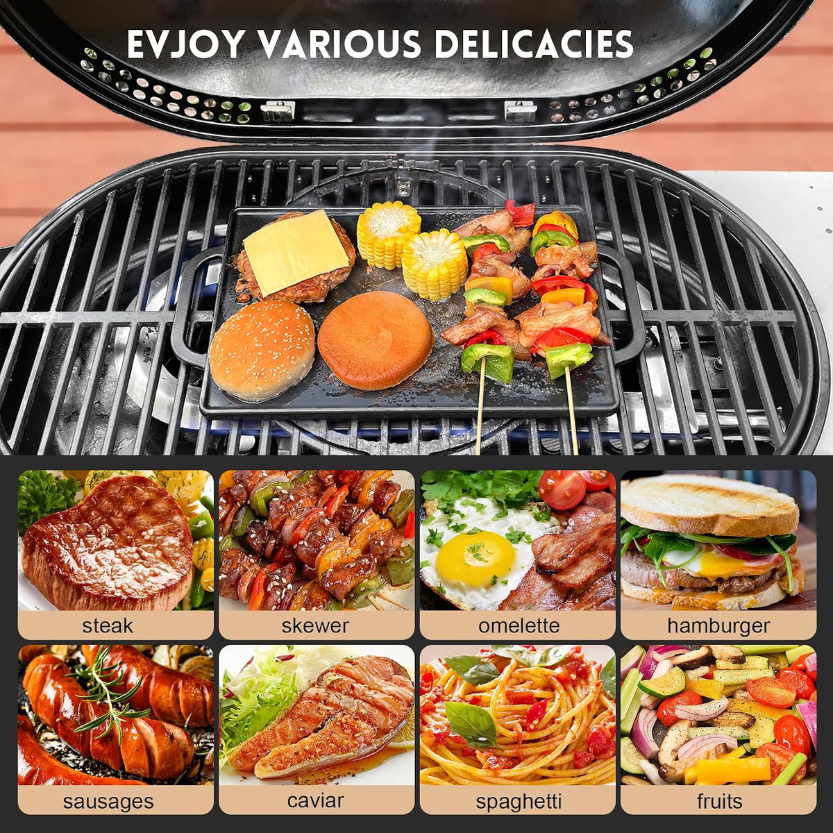GGC Cast Iron Reversible Grill Griddle，Double Sided Grill Pa
