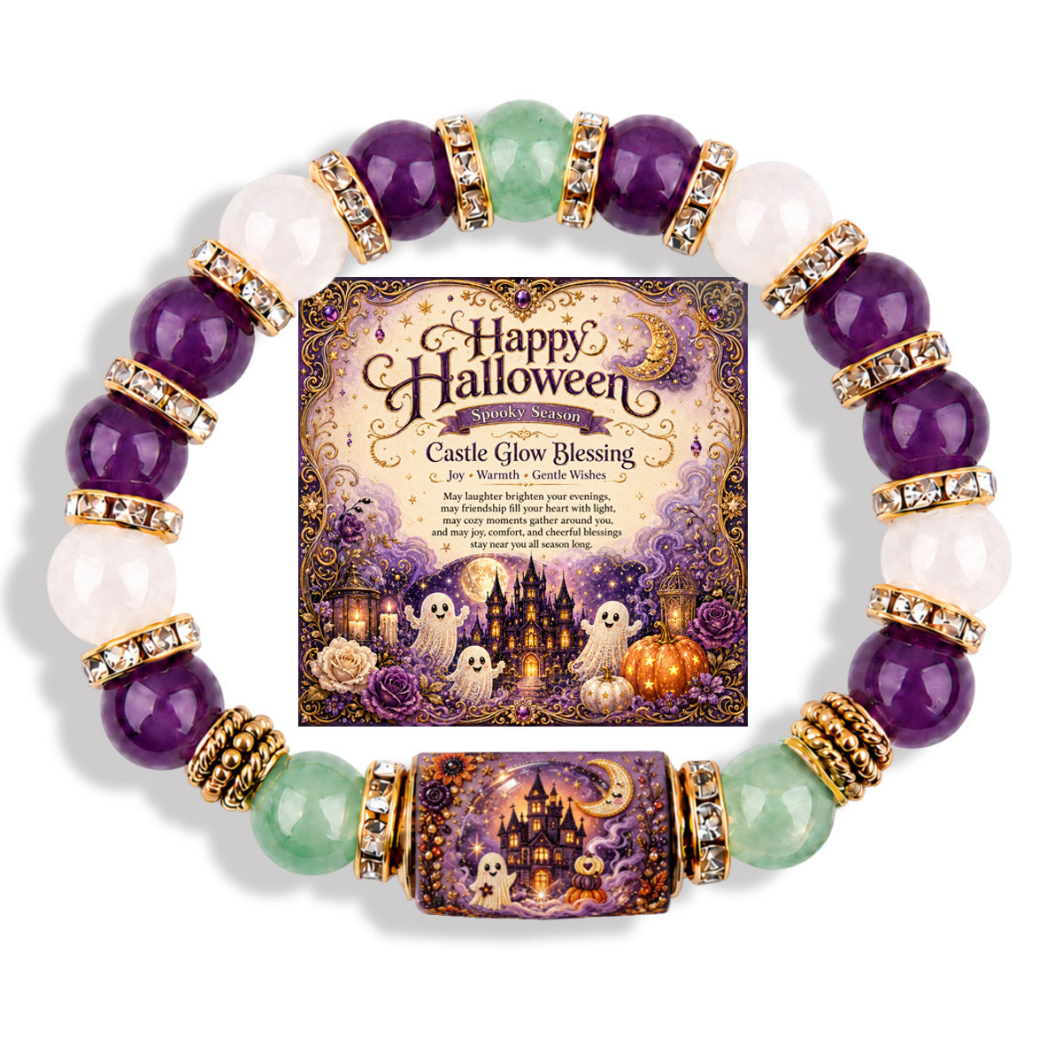 Halloween Black Cat & Pumpkin Beaded Bracelet Gift Set 14