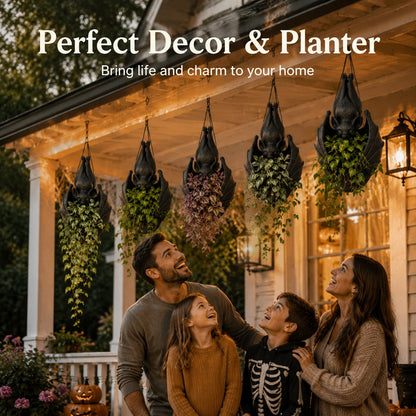 Hanging Bat Plant Pot — Gothic Halloween Planter 13