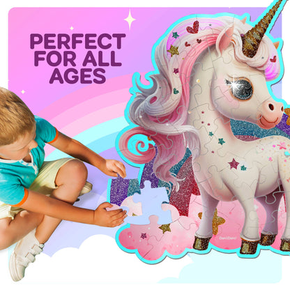 Shimmery Unicorn Floor Puzzle - 45 Giant Pieces, 30in x 36in Jumbo Kids Puzzle