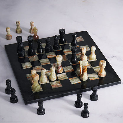 Marble Chess Set 25cm – Black & Green