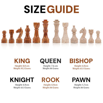 Chess Figures – Travertine & Red