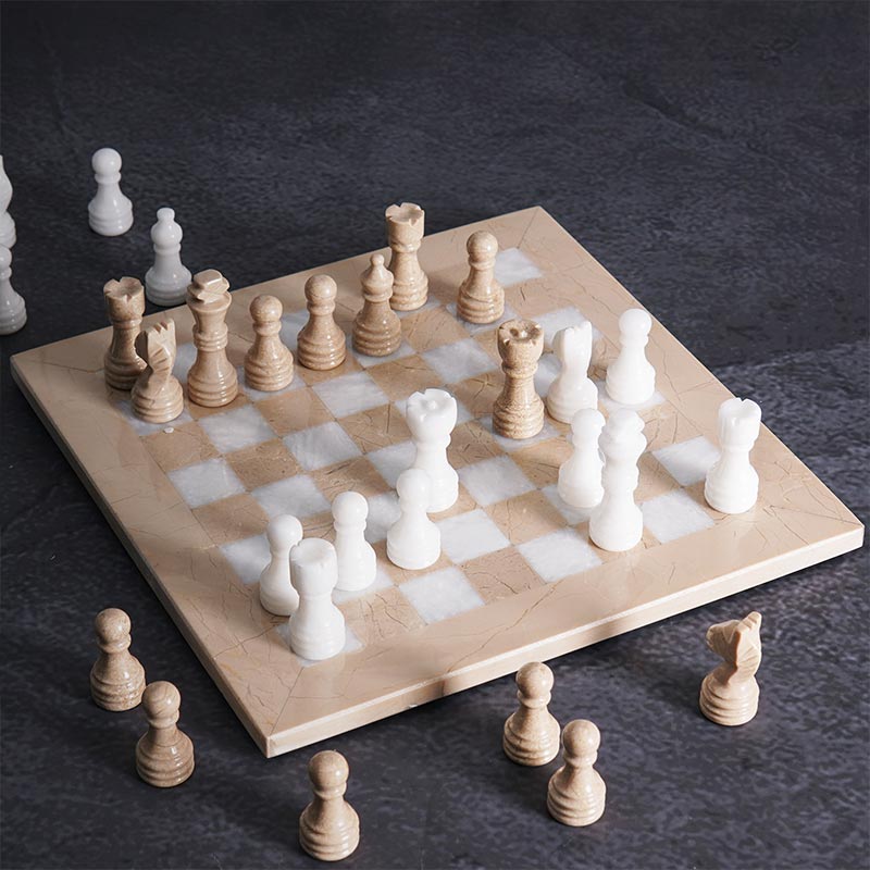 Marble Chess Set 25cm – Verona & White